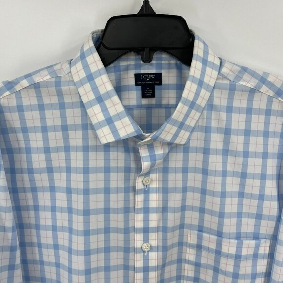 J. Crew Mens Blue Plaid Thompson Slim Fit Wrinkle Resistant Shirt - Picture 3 of 6